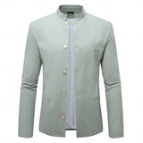 Men's Mandarin-Collar Button Jacket - Lightweight Layering Piece
