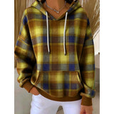 Women's Checked Hoodie – Warm Casual Hooded Sweatshirt Top