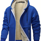 Men's Hooded Fleece-Lined Zip-Up Jacket - Cosy Winter Layer