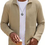 Men's Textured Zip Jacket – Stand Collar Smart Casual Outerwear