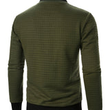 Men's Textured Zip-Up Bomber Jacket - Stand-Collar Ribbed Trim