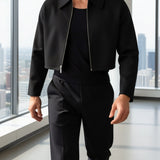 Men's Cropped Zip Jacket – Short Structured Casual Bomber Style