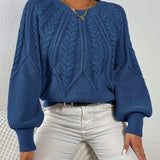 Women's Cable Knit Jumper – Relaxed Fit Chunky Winter Top