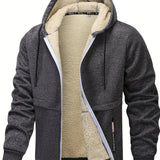 Men's Hooded Fleece-Lined Zip-Up Jacket - Cosy Winter Layer