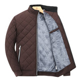 Men's Quilted Bomber Jacket - Fleece-Lined Ribbed Trim Layer