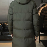Men's Hooded Longline Coat – Warm Mid-Length Winter Overcoat