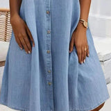 Lightweight Denim Dress | Effortless Button-Down Style