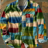 Men's Long Sleeve Mosaic Print Shirt | Premium Comfort & Bold Style