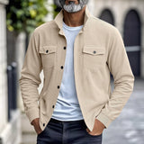 Men's Lapel-Collar Utility Jacket - Lightweight Button-Front Layer