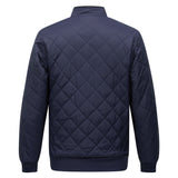 Men's Quilted Bomber Jacket - Fleece-Lined Ribbed Trim Layer