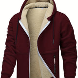 Men's Hooded Fleece-Lined Zip-Up Jacket - Cosy Winter Layer