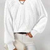 Women's Cable Knit Jumper – Relaxed Fit Chunky Winter Top