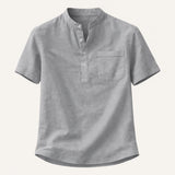 Men's Cotton Linen Henley Shirt | Breathable Comfort, Effortless Style