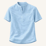Men's Cotton Linen Henley Shirt | Breathable Comfort, Effortless Style