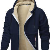 Men's Hooded Fleece-Lined Zip-Up Jacket - Cosy Winter Layer