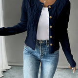 Women's Cable Knit Cardigan – Button Front Chunky Knitted Top
