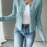 Women's Cable Knit Cardigan – Button Front Chunky Knitted Top