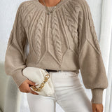 Women's Chunky Cable Knit Jumper – Nordic Style Winter Sweater
