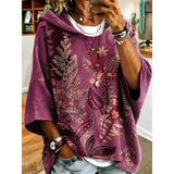 Women's Floral Hooded Top - Relaxed Botanical Print Pullover