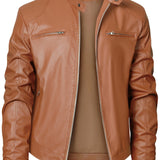 Men's Moto Style Jacket – Stand Collar Casual Biker Outerwear