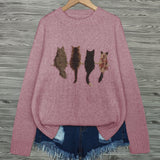 Women's Cat Print Jumper – Novelty Knit Sweater for Cat Lovers
