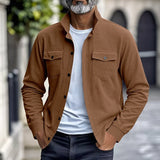 Men's Lapel-Collar Utility Jacket - Lightweight Button-Front Layer