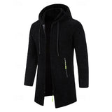 Men's Long Hooded Coat – Minimalist Mid-Length Winter Overcoat