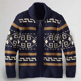 Men's Patterned Shawl-Collar Cardigan - Open-Front Knit Layer