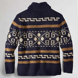 Men's Patterned Shawl-Collar Cardigan - Open-Front Knit Layer
