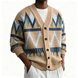 Men's Patterned V-Neck Button Cardigan - Knit Layering Piece