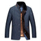 Men's quilted winter coat in blue, front view