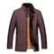 Men's quilted winter coat in red, front view