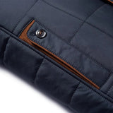 Men's quilted winter coat, close-up of the quilted construction