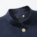 Men's Mandarin-Collar Button Jacket - Lightweight Layering Piece