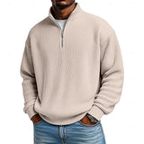 Men's Ribbed Quarter Zip Pullover – Stretch Knit Casual Top