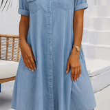 Lightweight Denim Dress | Effortless Button-Down Style