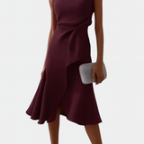 Asymmetric Midi Dress | Draped Elegance with Modern Edge