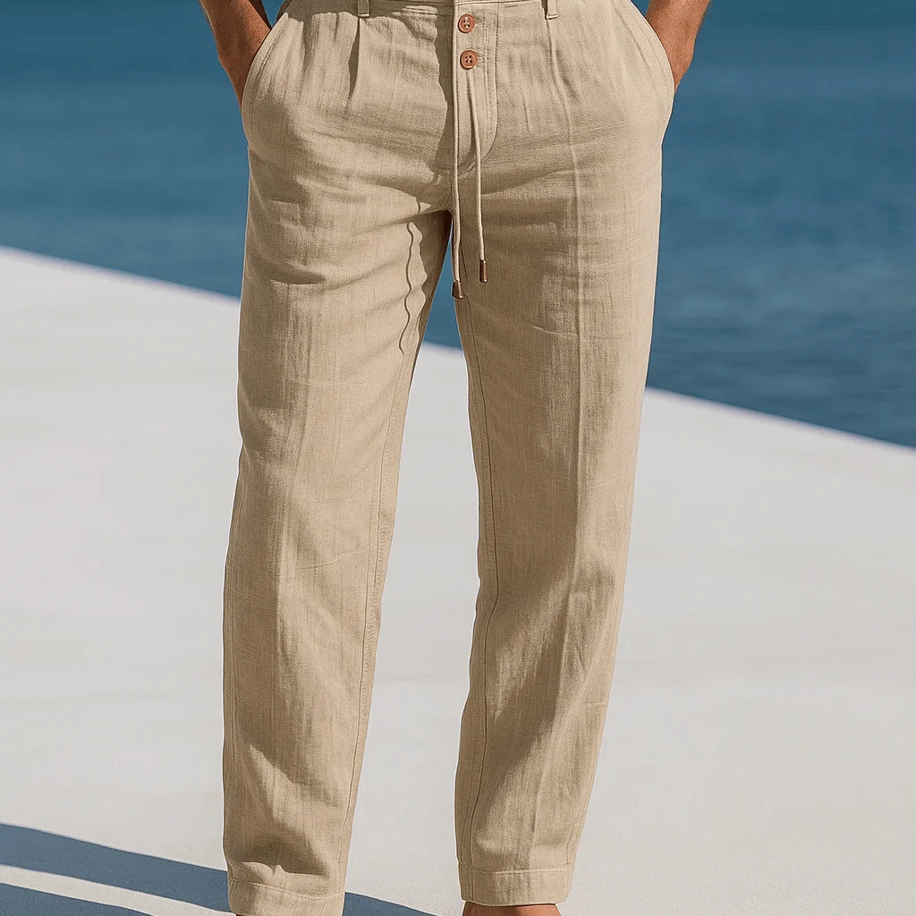 Men's Linen Trousers – Breathable Wide Fit Summer Style