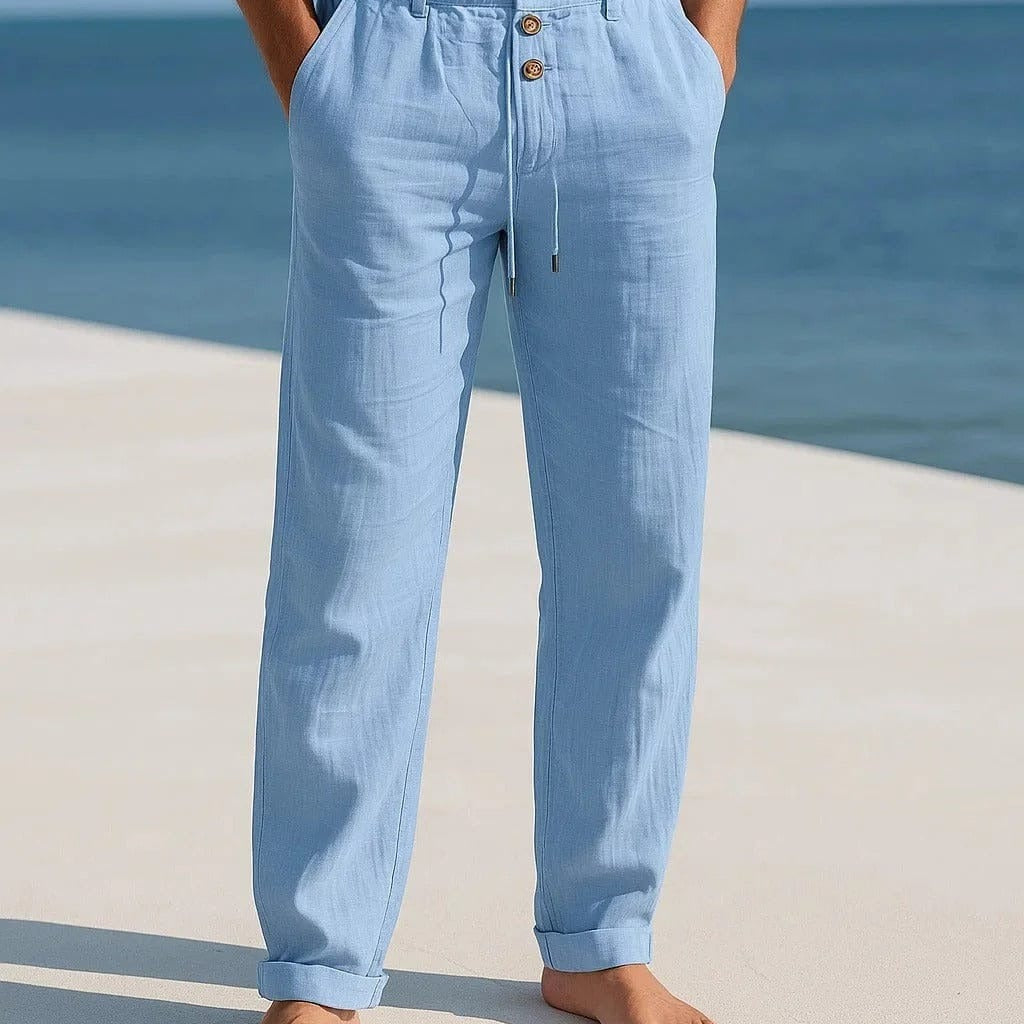 Men's Linen Trousers – Breathable Wide Fit Summer Style