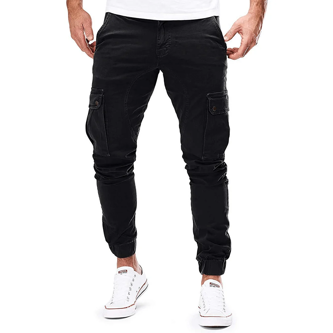 Men's Slim Fit Cargo Trousers – Stretch Fabric Pocket Style