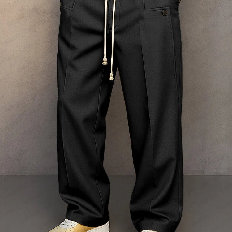 Men's Smart Drawstring Trousers – Elegant Adjustable Waist Pants