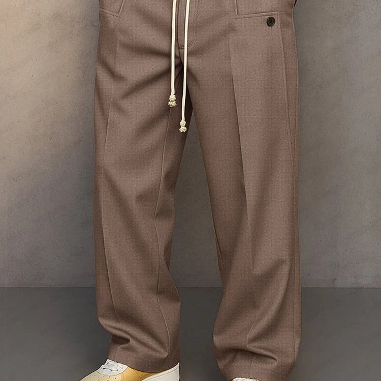 Men's Smart Drawstring Trousers – Elegant Adjustable Waist Pants