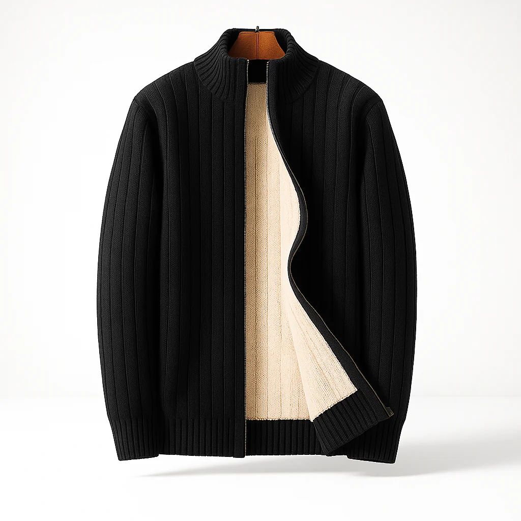 Men's Zip Up Knitted Cardigan – Long Sleeve Soft Jumper Jacket