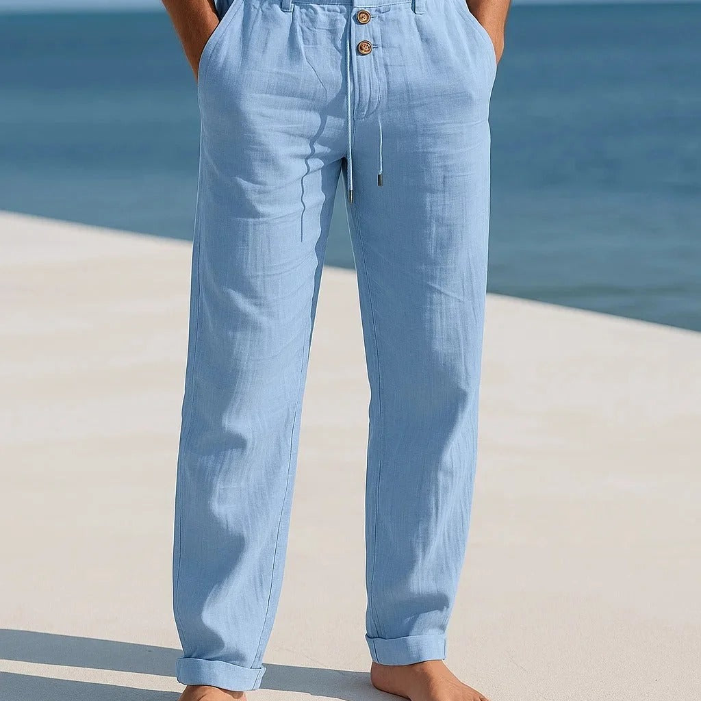 Men's Linen Trousers – Lightweight Breathable Summer Beach Pants