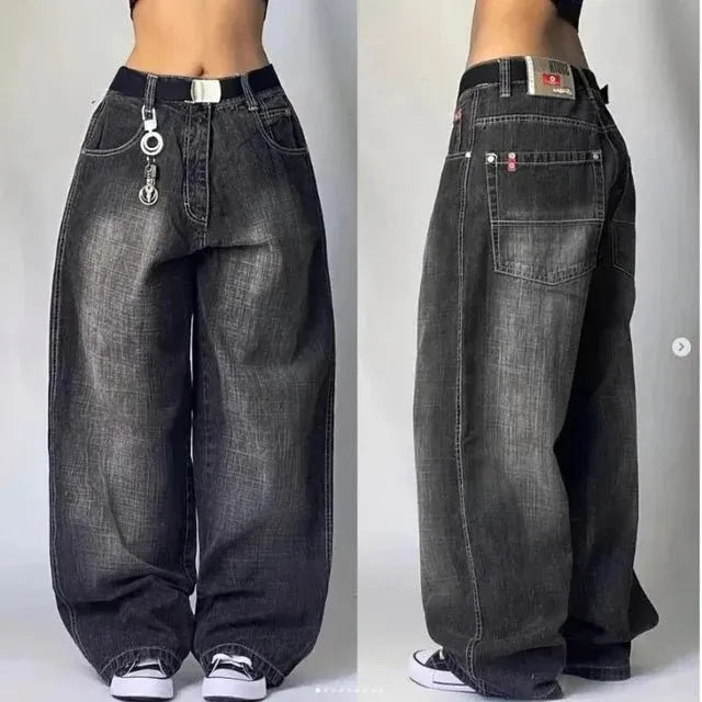 Women's Baggy Cargo Jeans – 100% Cotton Denim Utility Fit