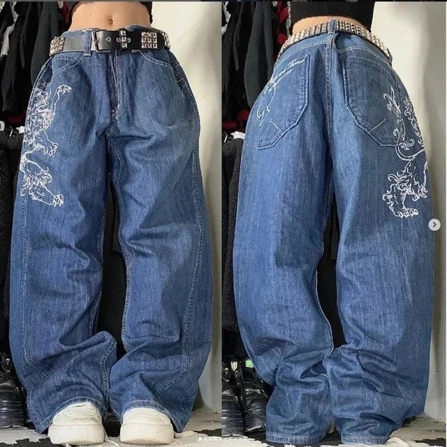 Women's Baggy Cargo Jeans – 100% Cotton Denim Utility Fit