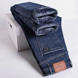 Men's Fleece Lined Jeans – Warm Winter Denim Casual Trousers