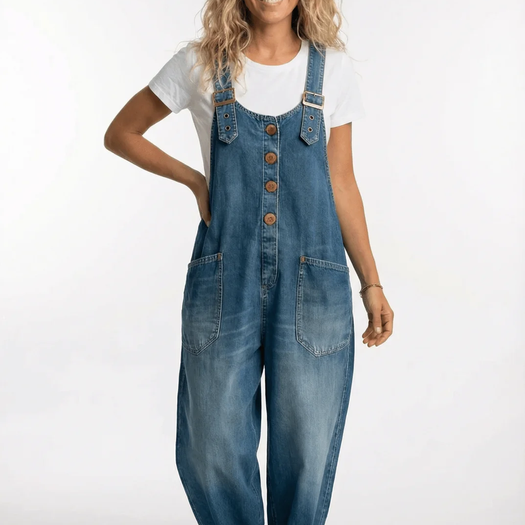Women's Denim Dungarees – Relaxed Fit Casual Overalls