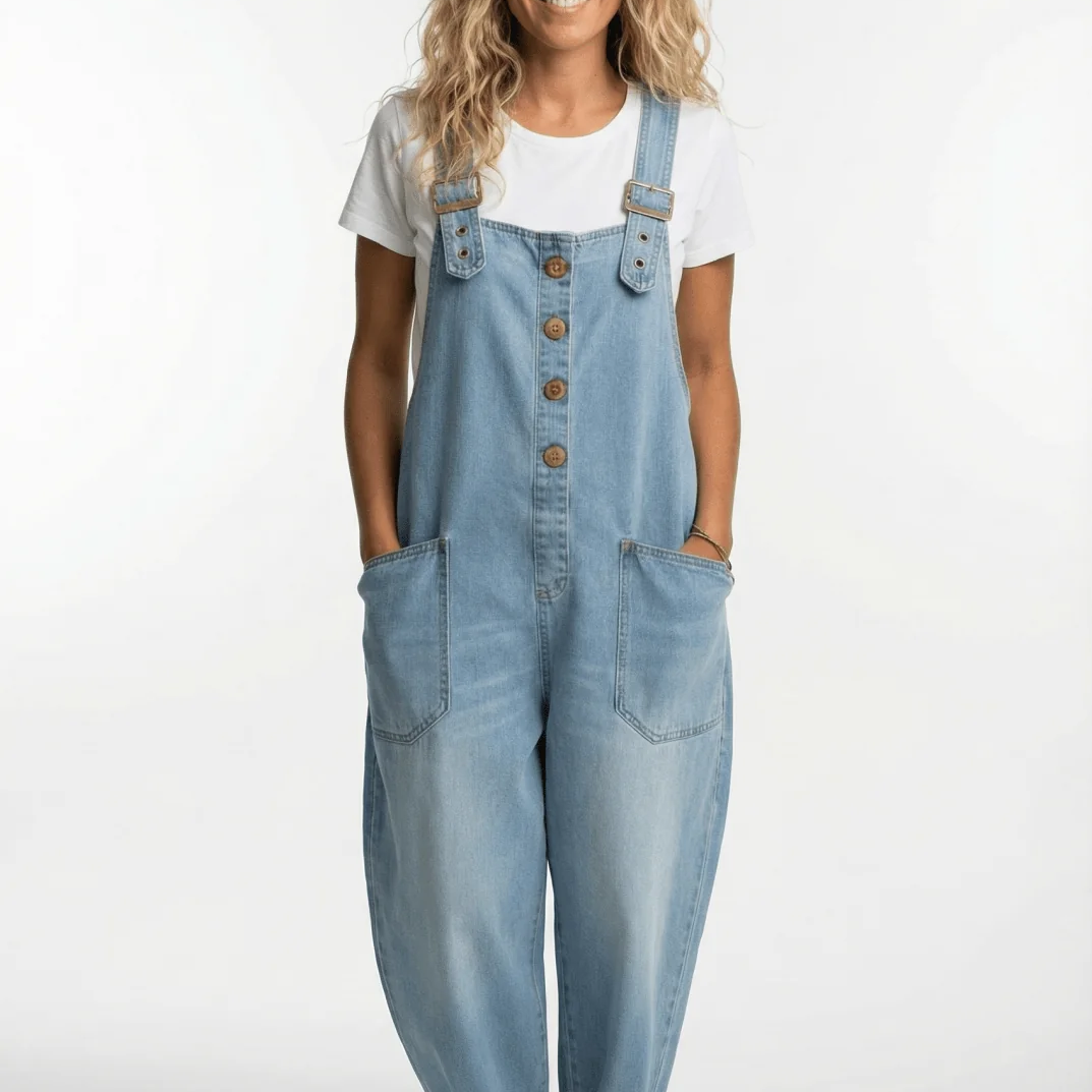 Women's Denim Dungarees – Relaxed Fit Casual Overalls