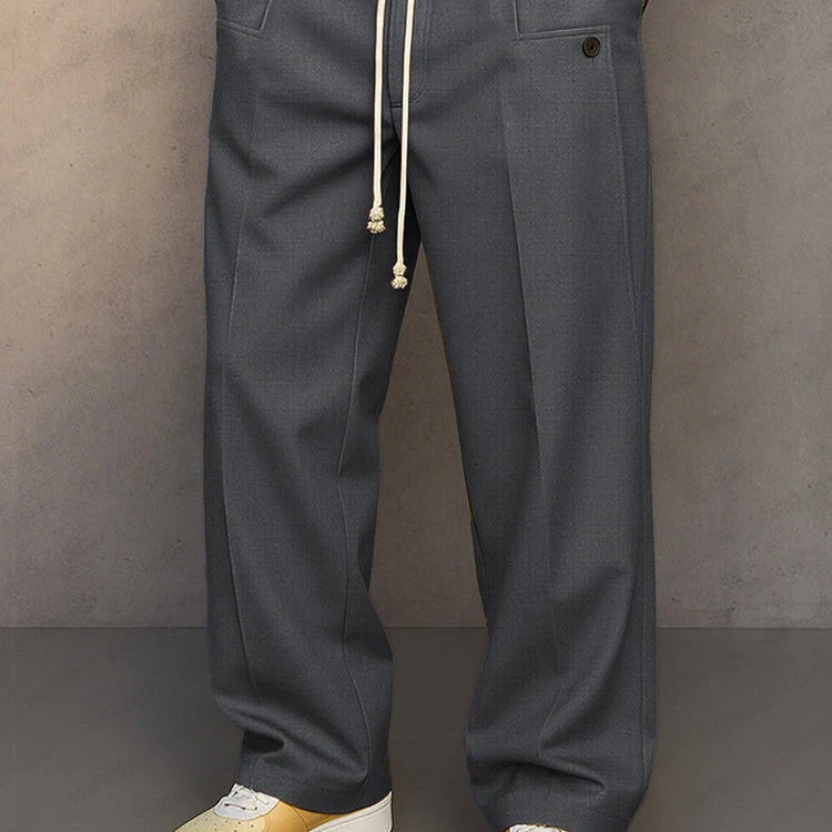 Men's Wide Leg Trousers – Loose Baggy Fit Relaxed Casual Pants